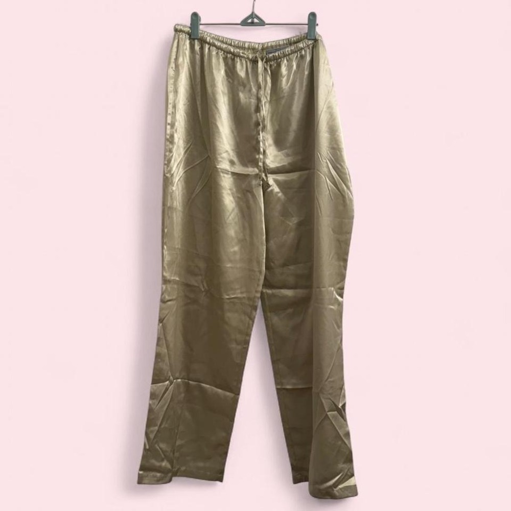 Valerie Stevens Olive Satin Lounge Pants‎ — Size XL